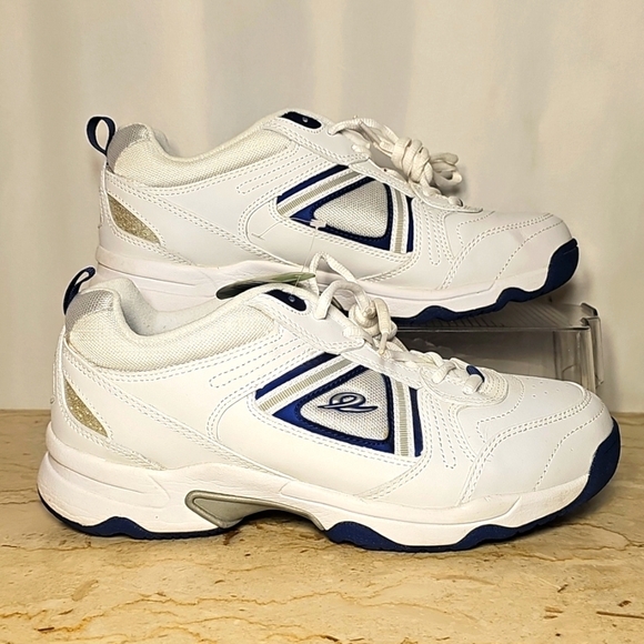 NWT Easy Spirit Mens Backfielder Spirit Level 2 White Leather/Fabric Sneakers - Picture 2 of 7